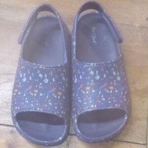 Cat & Jack Navy Floral Peep-Toe Kids Sandals with Back Strap